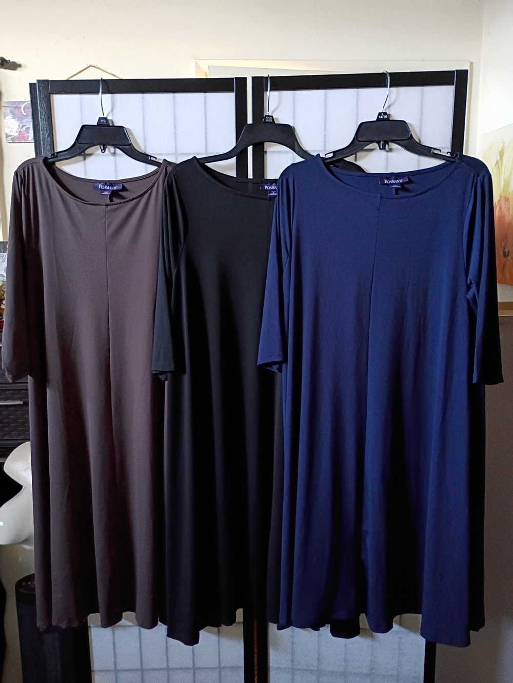 Roaman's Women's Plus Size 3/4 Sleeve Boatneck Swing Dress Bundle